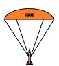 Парашют вырезанный D1000  (PODARINI) + стропы отдельно (оранжевый ) - 100 см  